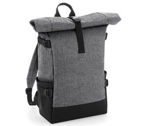 BAG BASE BG858 - Sac à dos coloré avec rabat enroulable Grey Marl/Black