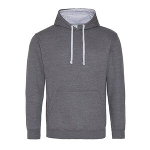 AWDIS JH003 - Sweat capuche contrastée Charcoal/Heather Grey